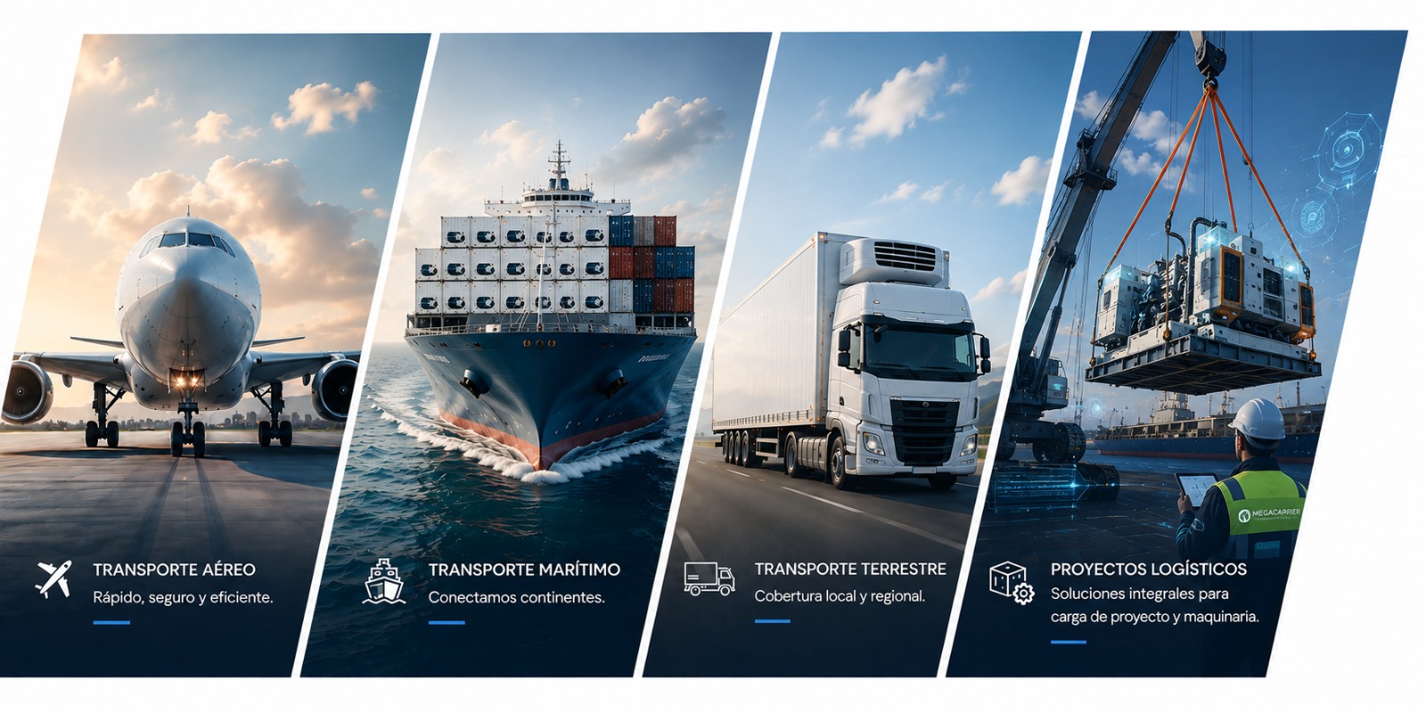 Servicios de transporte aéreo, marítimo, terrestre y proyectos logísticos